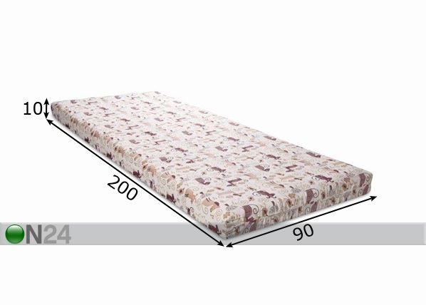 Vaahtomuovipatja HOPP 90x200x10 cm mitat