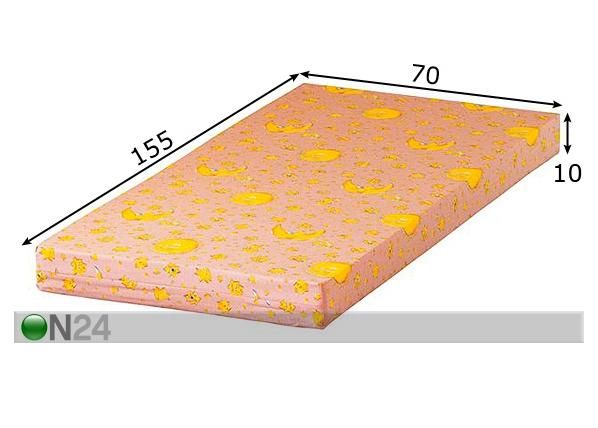 Vaahtomuovipatja Hopp vaaleanpunainen 70x155x10 cm mitat