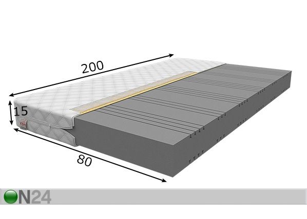 Vaahtomuovipatja Merida 80x200 cm mitat