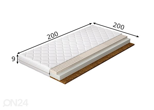 Vaahtomuovipatja Mokka 200x200 cm mitat