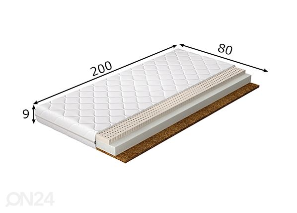 Vaahtomuovipatja Mokka 80x200 cm mitat