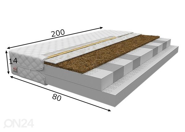 Vaahtomuovipatja Teramo 80x200 cm mitat