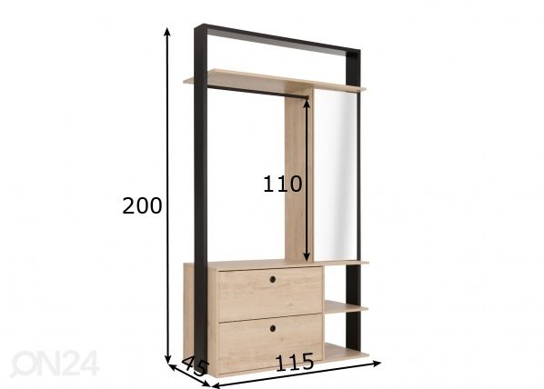 Vaatehyllystö Duplex mitat