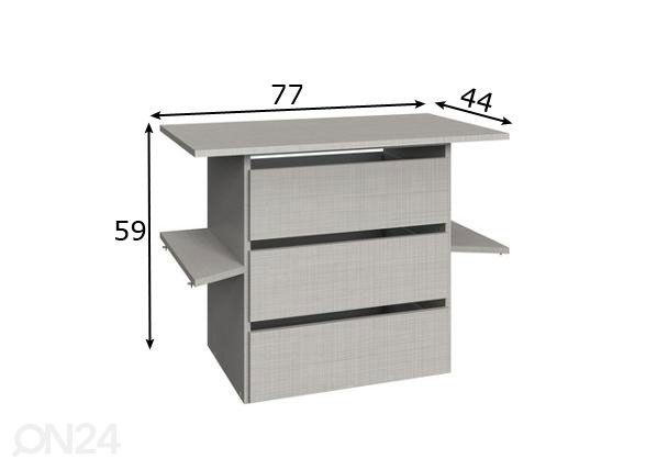 Vaatekaapin laatikosto MRK 889 mitat