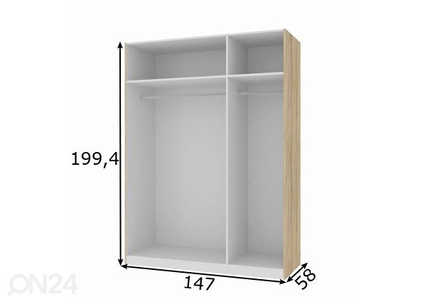 Vaatekaapin runko Save A67 h 200 cm mitat