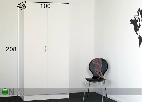 Vaatekaappi 100 cm mitat
