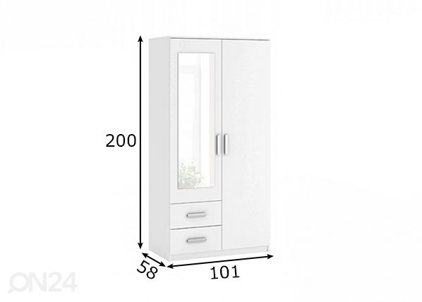 Vaatekaappi 100 cm mitat