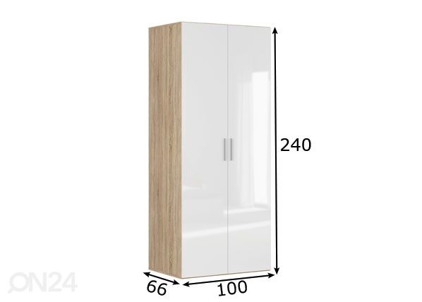 Vaatekaappi 100 cm mitat