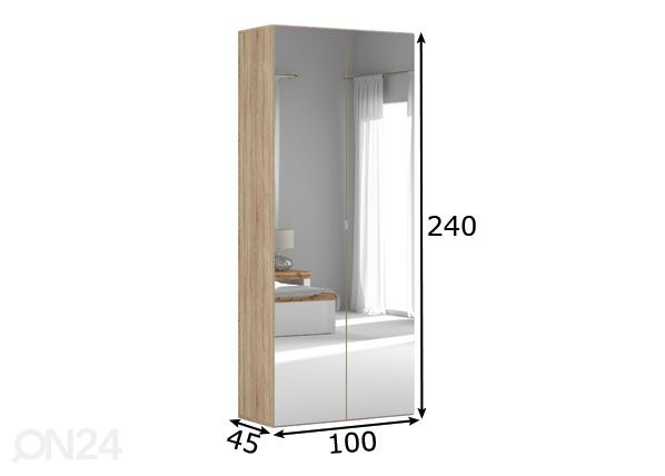 Vaatekaappi 100 cm mitat