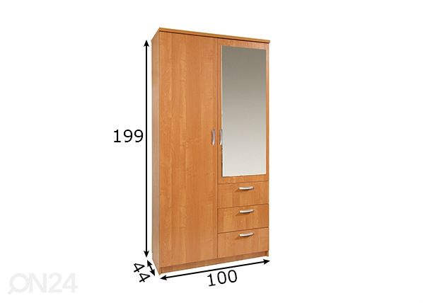 Vaatekaappi 100x44 cm mitat