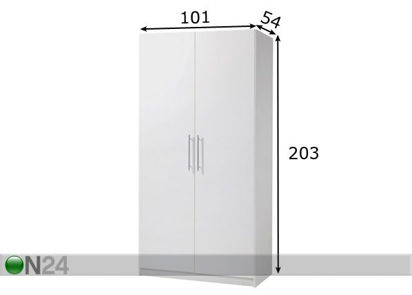 Vaatekaappi 101 cm mitat