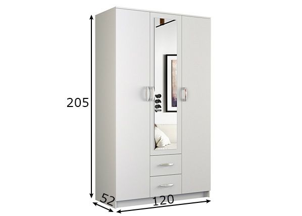 Vaatekaappi 120 cm mitat