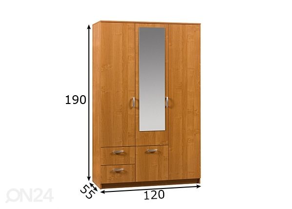 Vaatekaappi 120 cm mitat