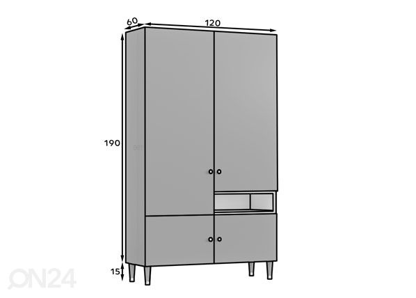 Vaatekaappi 120 cm mitat
