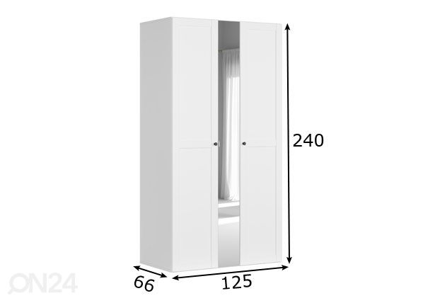 Vaatekaappi 125 cm mitat
