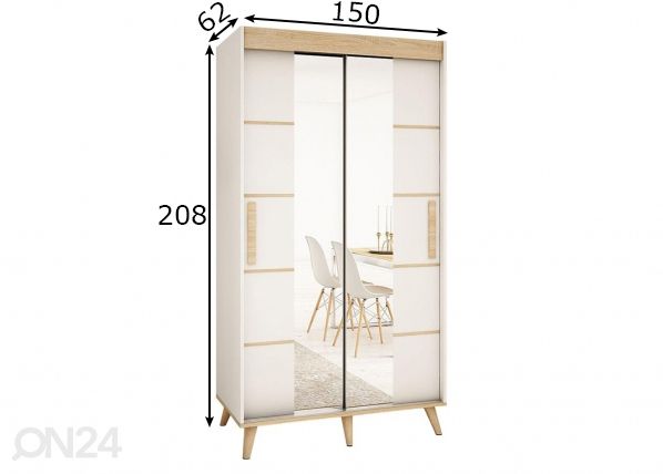 Vaatekaappi 150 cm mitat