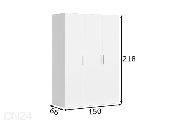 Vaatekaappi 150 cm mitat