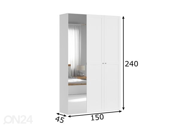 Vaatekaappi 150 cm mitat