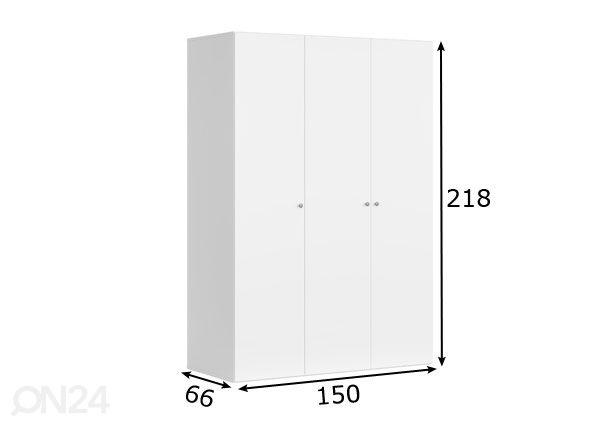 Vaatekaappi 150 cm mitat