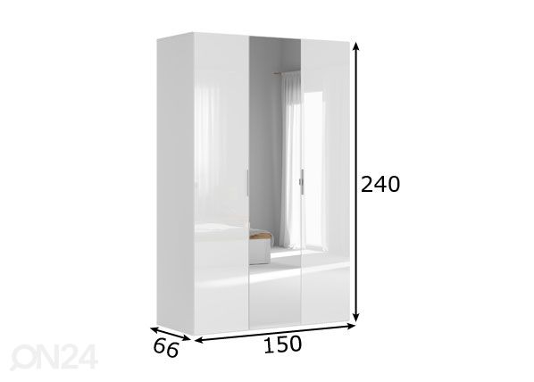 Vaatekaappi 150 cm mitat