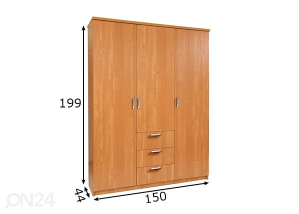 Vaatekaappi 150x44 cm mitat