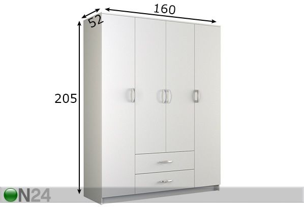 Vaatekaappi 160 cm mitat