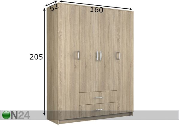 Vaatekaappi 160 cm mitat