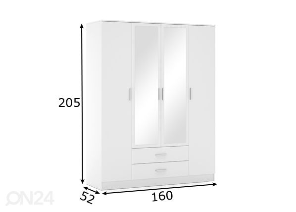 Vaatekaappi 160 cm mitat