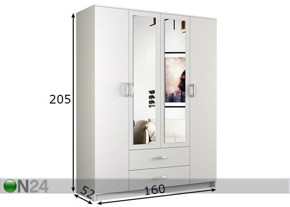 Vaatekaappi 160cm mitat