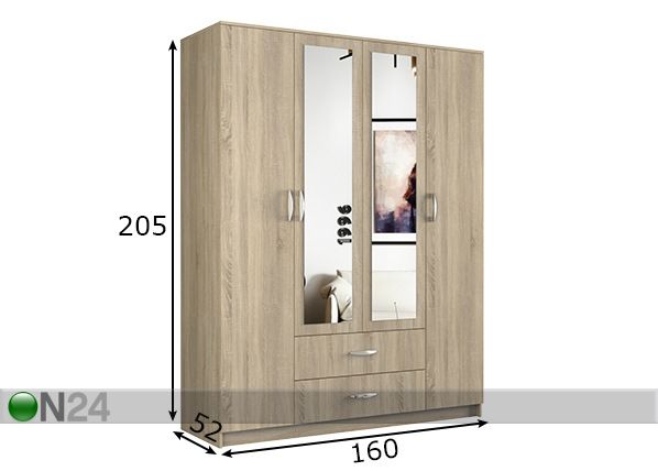 Vaatekaappi 160cm mitat