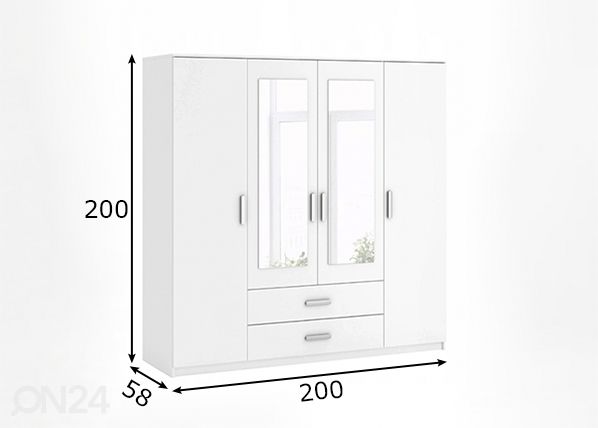 Vaatekaappi 200 cm mitat
