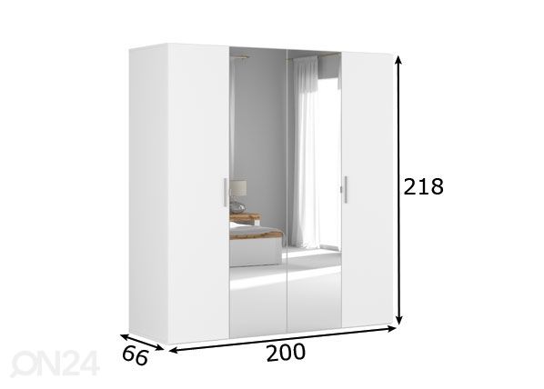 Vaatekaappi 200 cm mitat