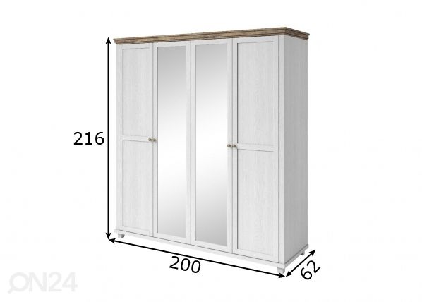 Vaatekaappi 200 cm mitat