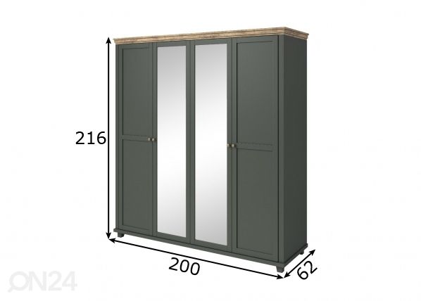 Vaatekaappi 200 cm mitat