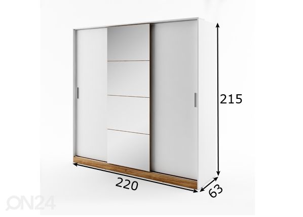 Vaatekaappi 220 cm mitat