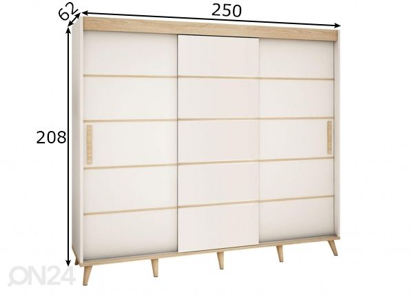 Vaatekaappi 250 cm mitat