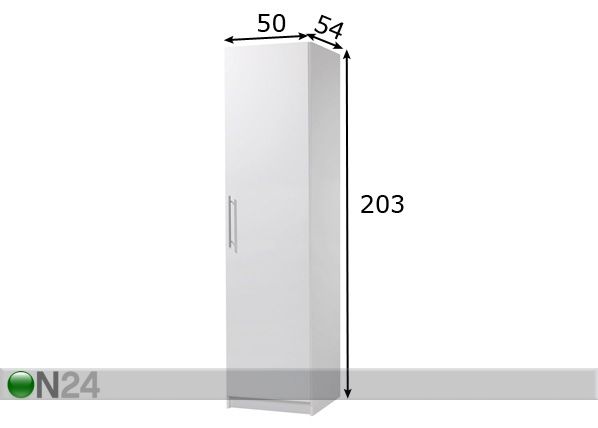 Vaatekaappi 50 cm mitat