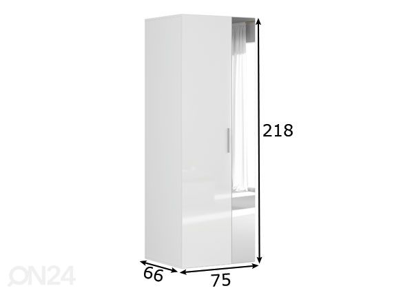Vaatekaappi 75 cm mitat