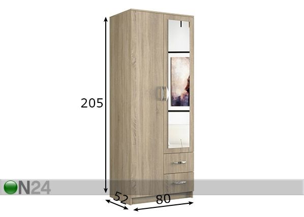 Vaatekaappi 80 cm mitat