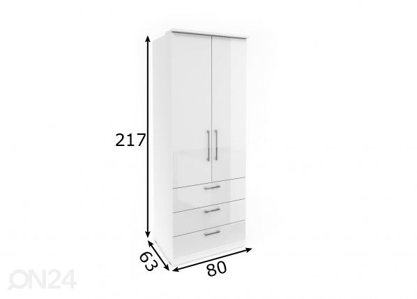 Vaatekaappi 80 cm mitat