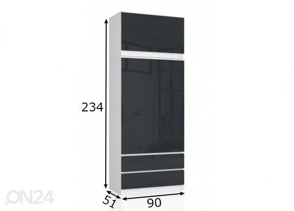 Vaatekaappi 90 cm mitat