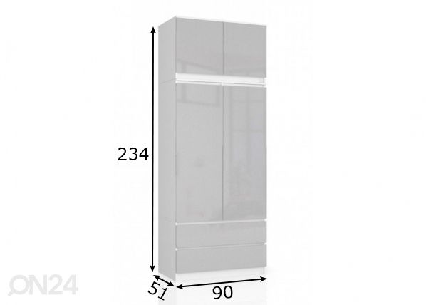 Vaatekaappi 90 cm mitat