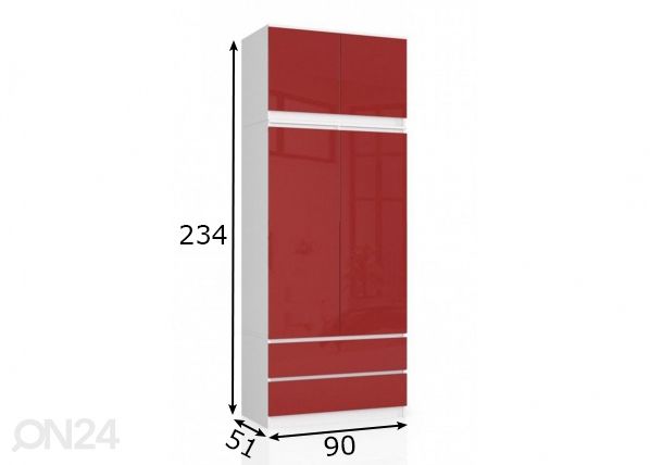 Vaatekaappi 90 cm mitat