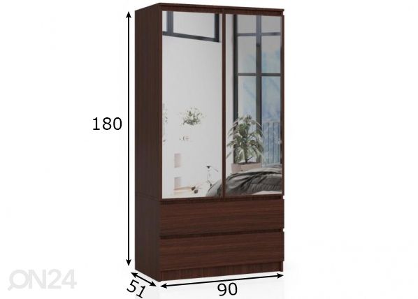 Vaatekaappi 90 cm mitat