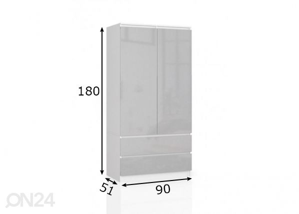 Vaatekaappi 90 cm mitat