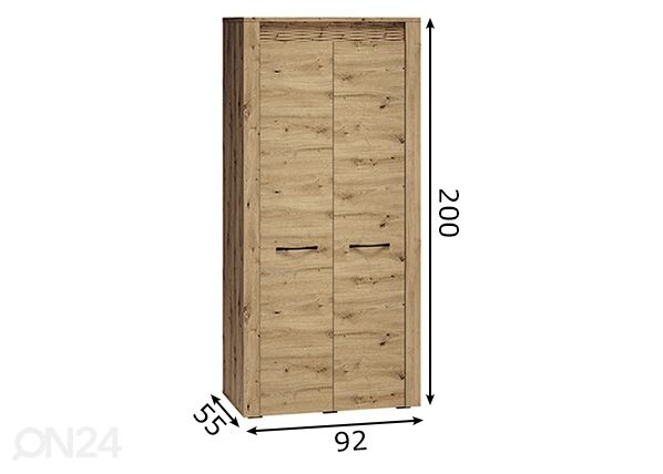 Vaatekaappi Arda 92 cm mitat