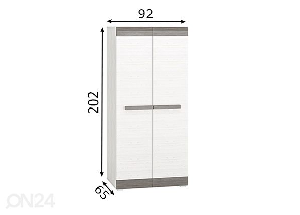 Vaatekaappi Bianca 92 cm mitat