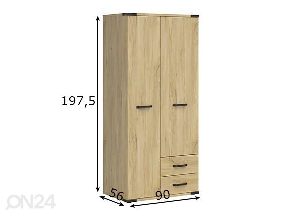 Vaatekaappi Chester mitat