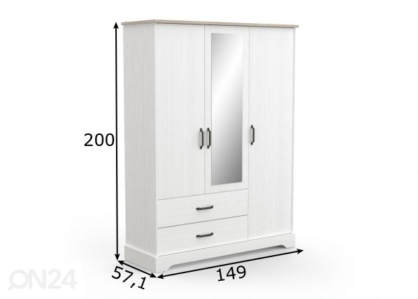 Vaatekaappi Cottage 149 cm mitat