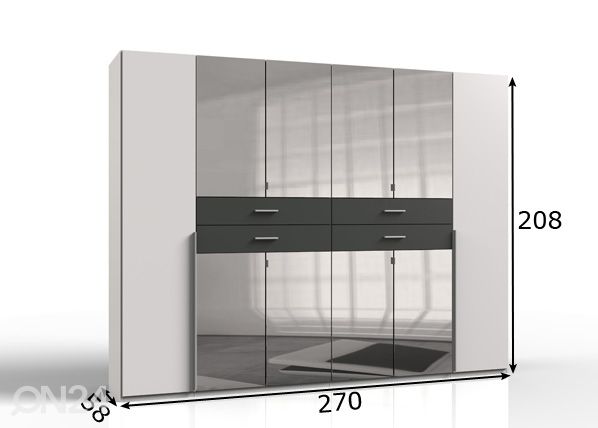 Vaatekaappi Denver 270 cm mitat